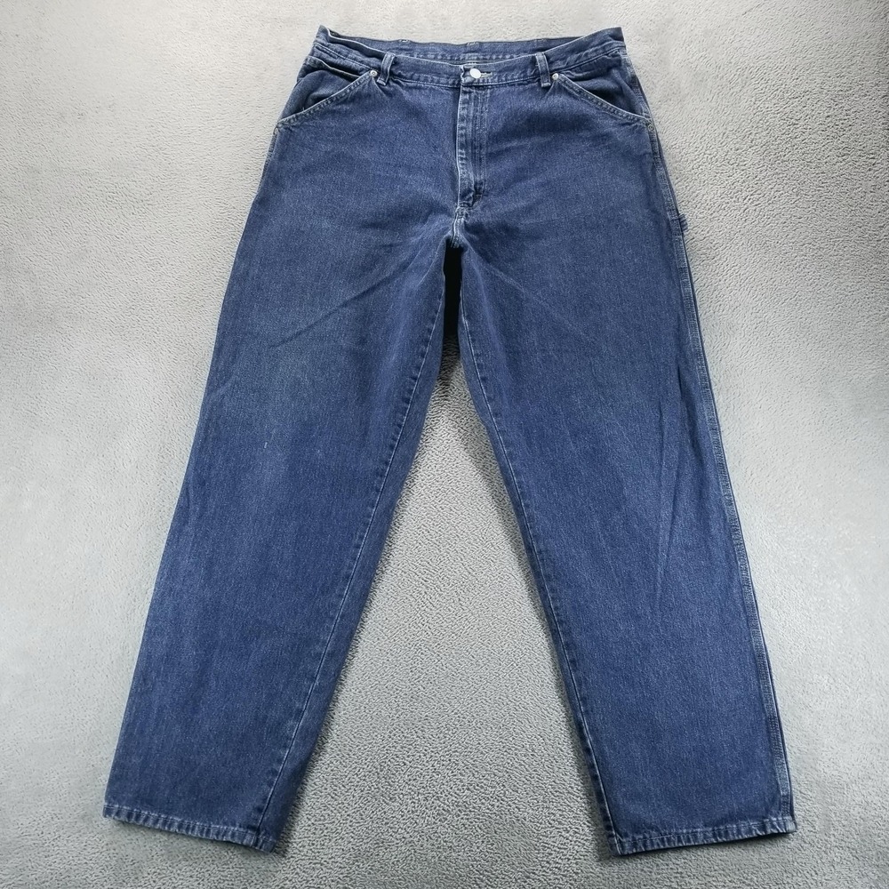 Wrangler Jeans Mens 36x34‎ Blue Relaxed Straight Medium Denim Workwear